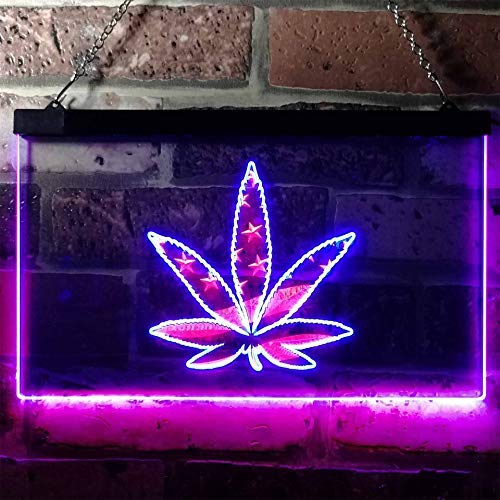 Marijuana Leaf USA Flag Dual LED Neon Light Sign
